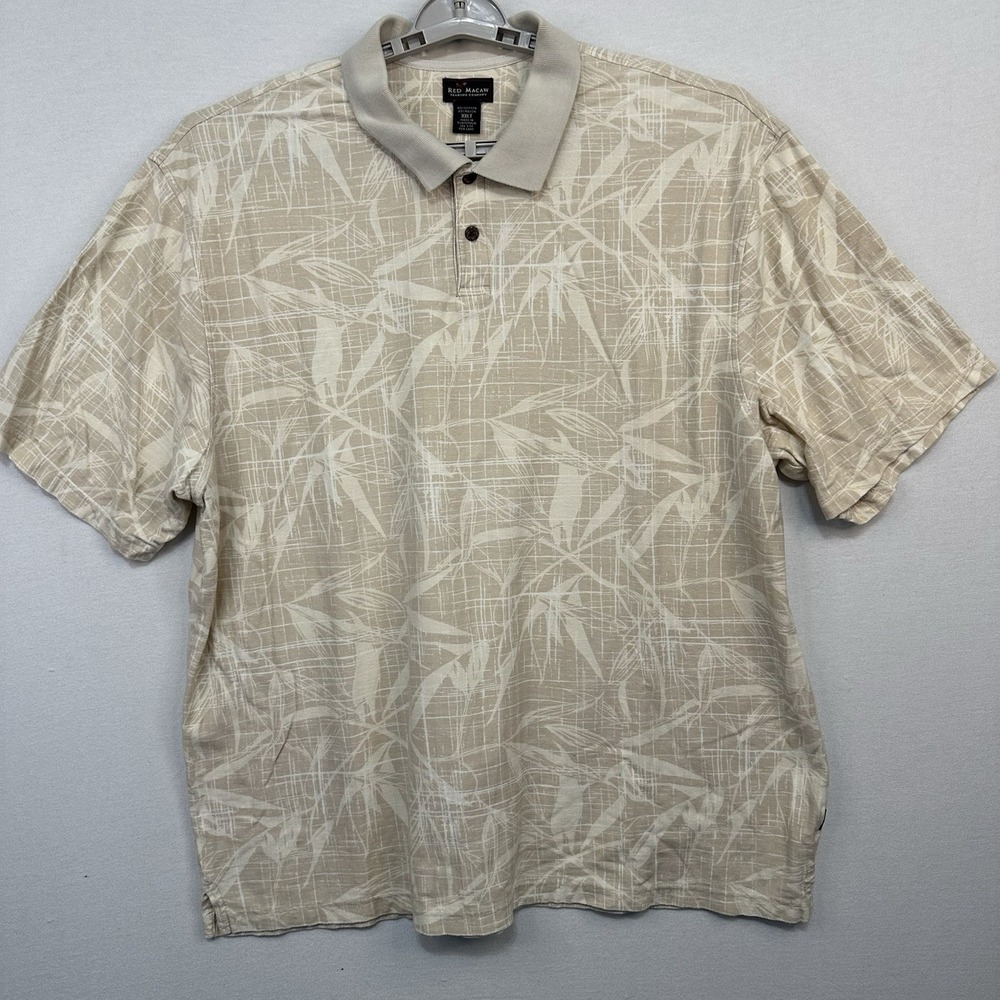 Red Macaw Trading‎ Co.  Men's XXLT Polo Shirt  Leaf And Branch Beige/Tan